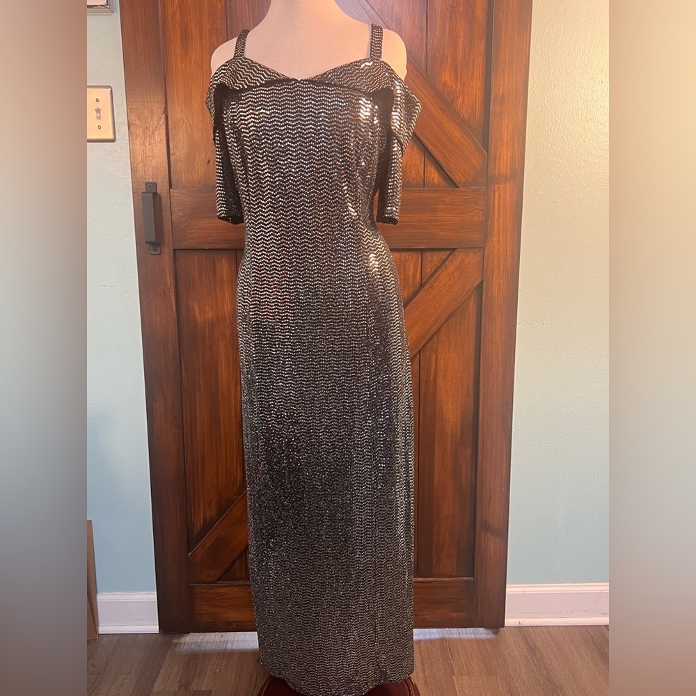 JM Studio Black Silver‎ Sequin Long Formal Dress 14W